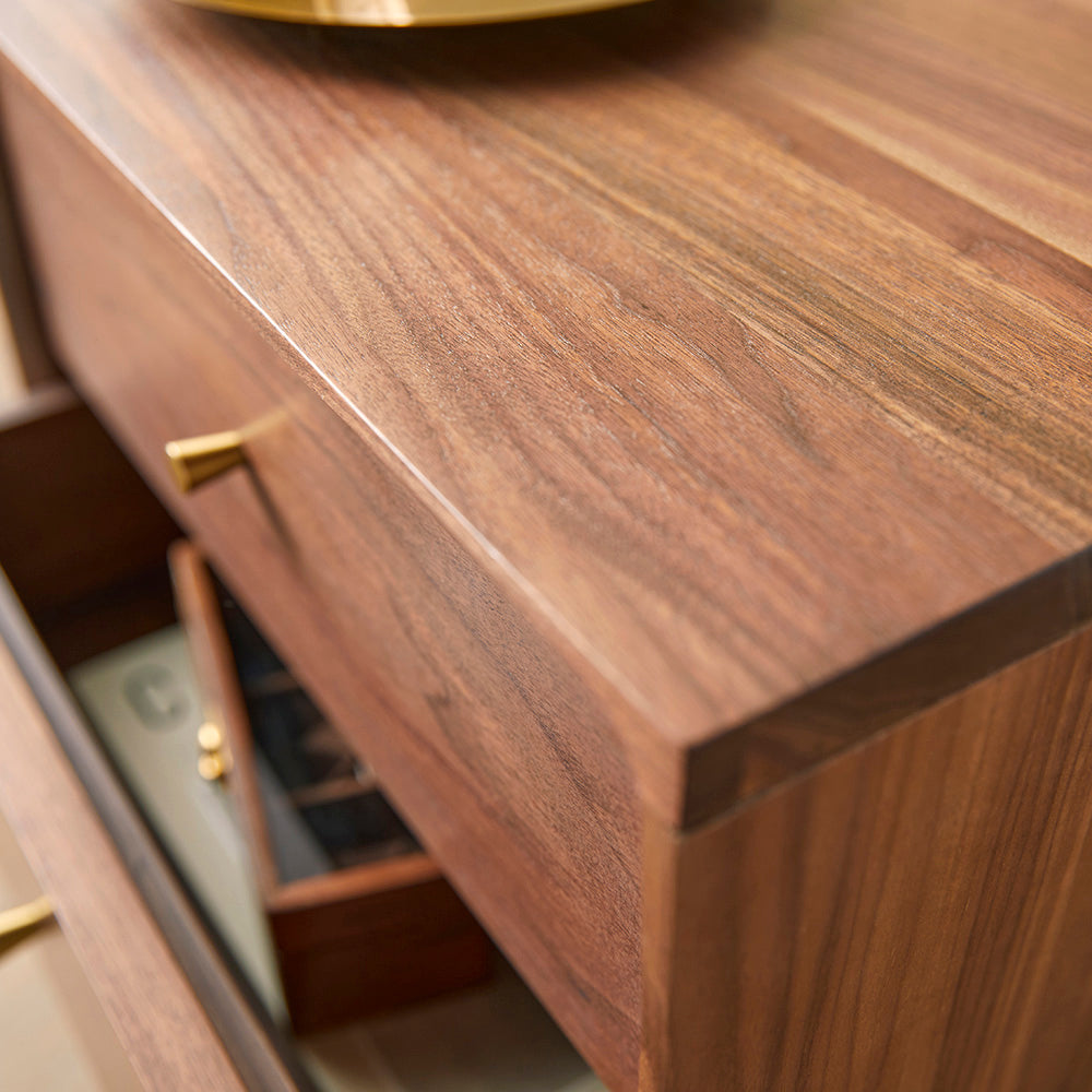 Wright Walnut Bedside Table Eco Friendly Solid Wood Furniture