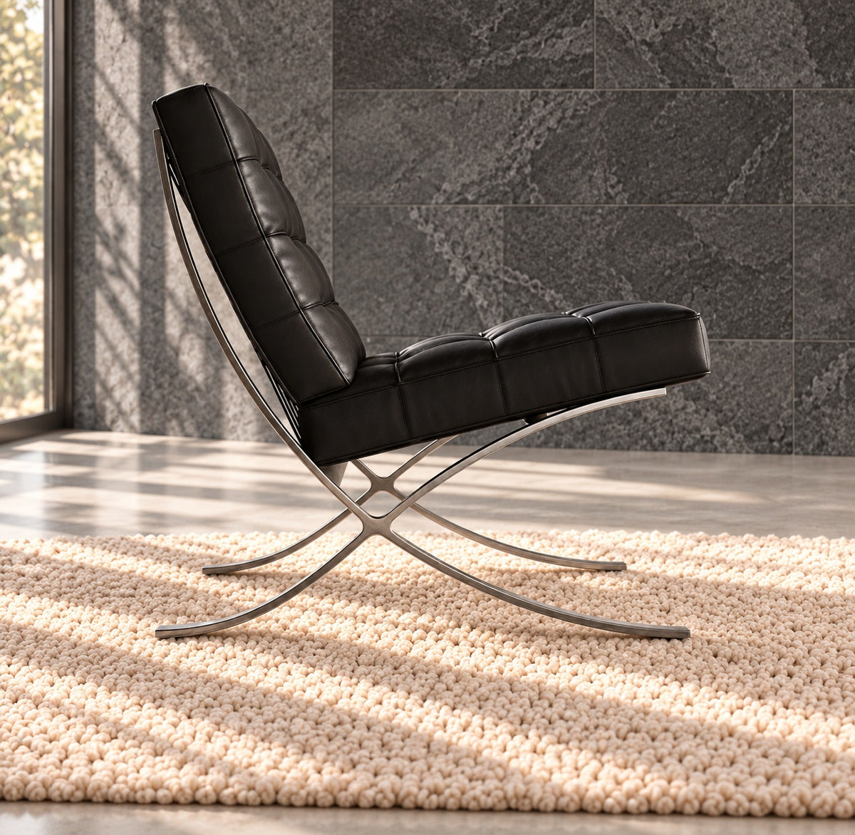 Iconic Barcelona Designer Chair | Genuine Leather Lounge Chair