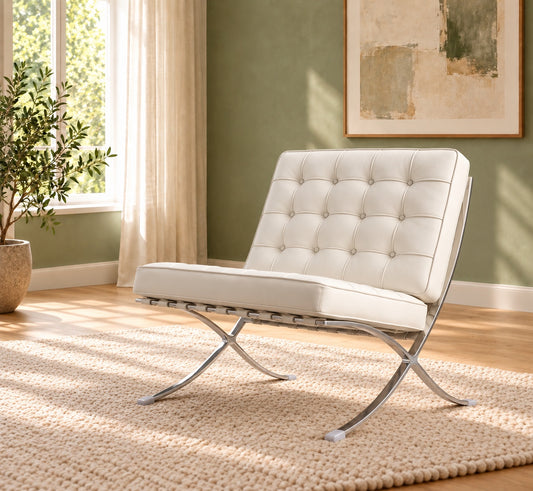 Iconic Barcelona Designer Chair | Genuine Leather Lounge Chair