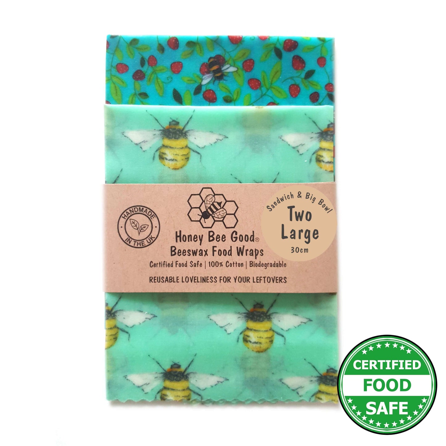 Large Handmade Beeswax Wraps Set of Two Environmental Choice
