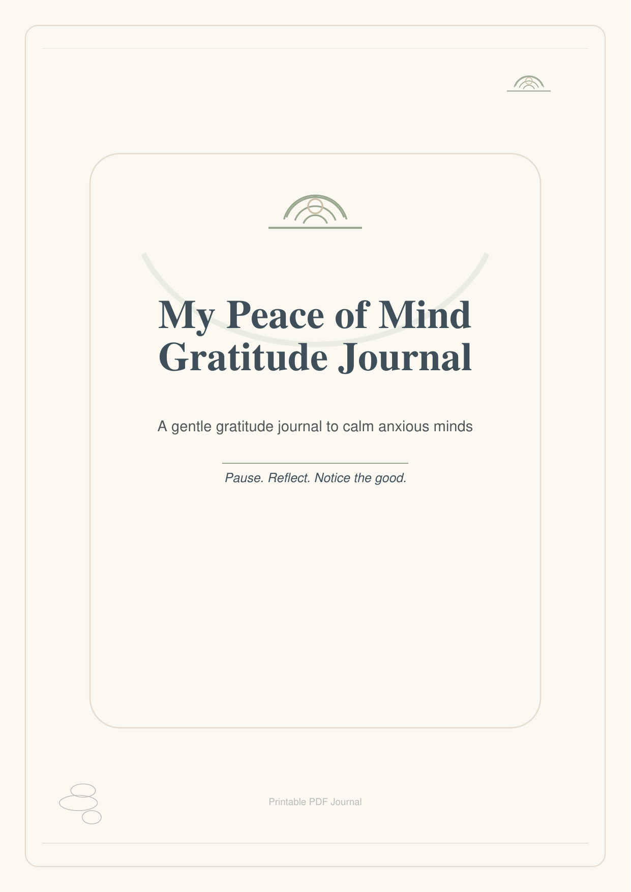 Gratitude Journal for Anxious Minds, Printable Guided Journal PDF, Calm Reflection Workbook, Peace of Mind Journal, Self Care Digital Download