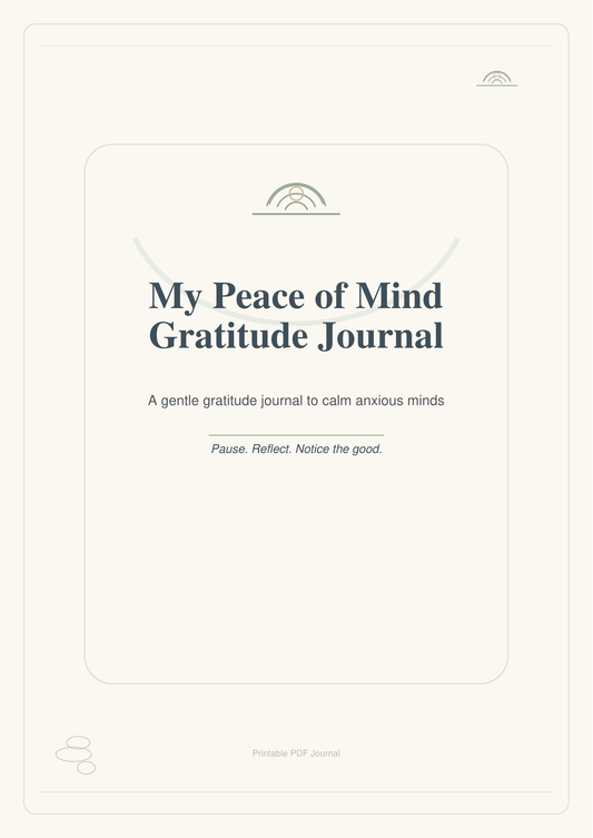 Gratitude Journal for Anxious Minds, Printable Guided Journal PDF, Calm Reflection Workbook, Peace of Mind Journal, Self Care Digital Download