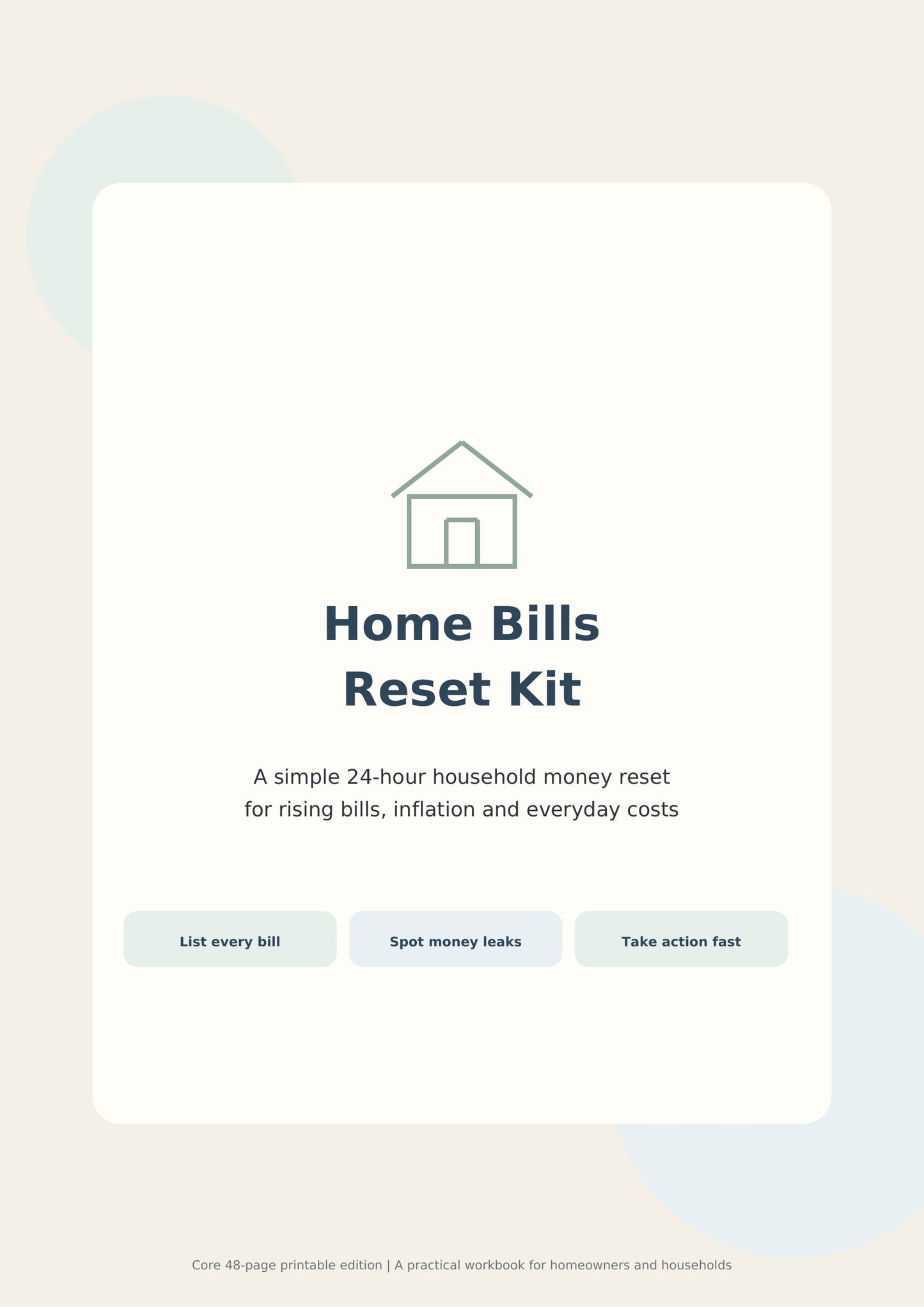 Home Bills Reset Kit | Household Bill Planner & Budget Workbook Digital