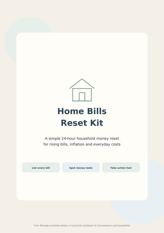 Home Bills Reset Kit | Household Bill Planner & Budget Workbook Digital