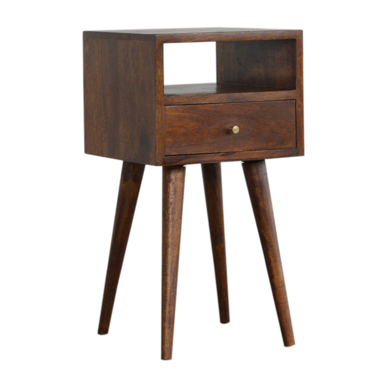 Small Space Mini Table + Drawer Chestnut Finish Nordic Design Solid Sustainable Wood Extraordinary Emporium