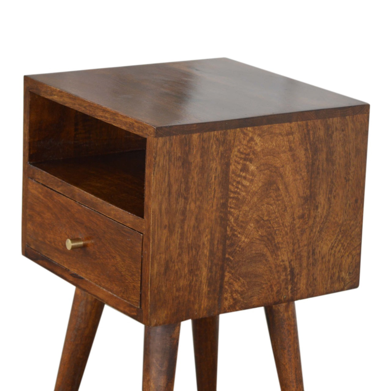Small Space Mini Table + Drawer Chestnut Finish Nordic Design Solid Sustainable Wood Extraordinary Emporium