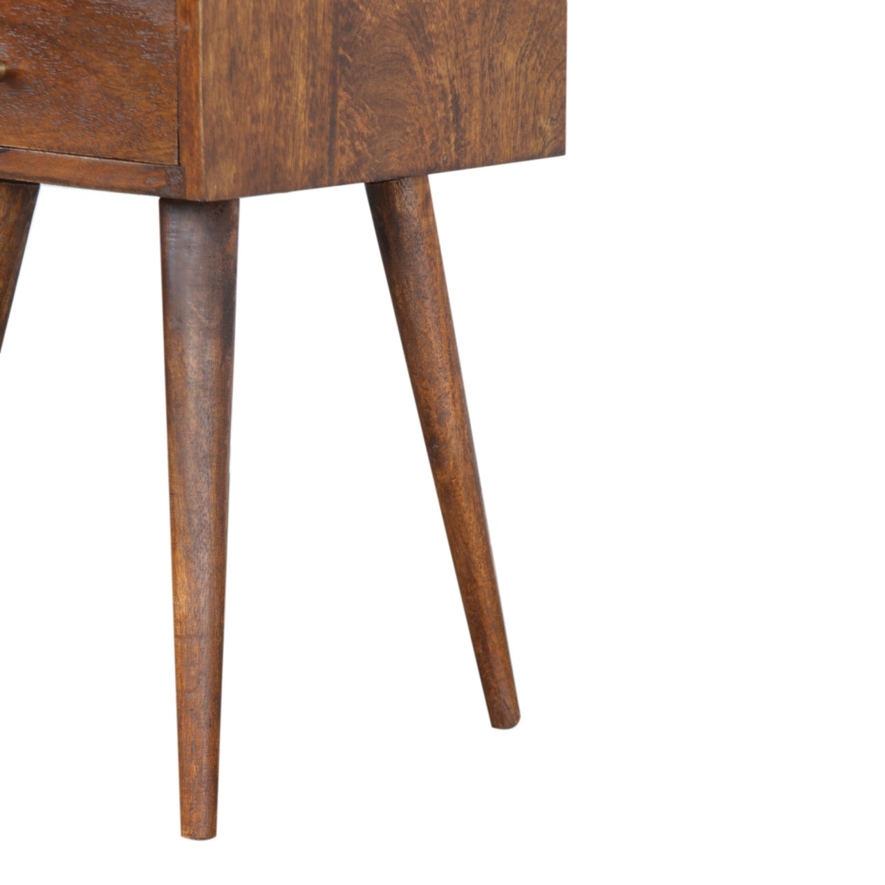 Small Space Mini Table + Drawer Chestnut Finish Nordic Design Solid Sustainable Wood Extraordinary Emporium