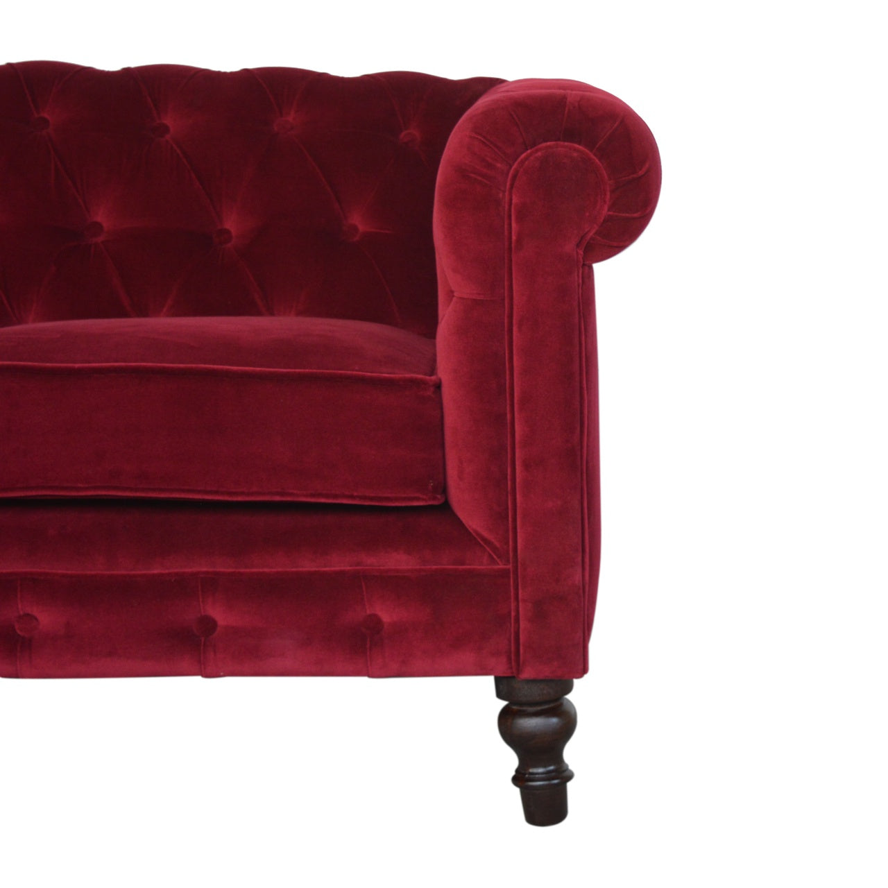 Wine Red Velvet Chesterfield Sofa Made to Order | 2 Seater Cotton Velvet Sofa