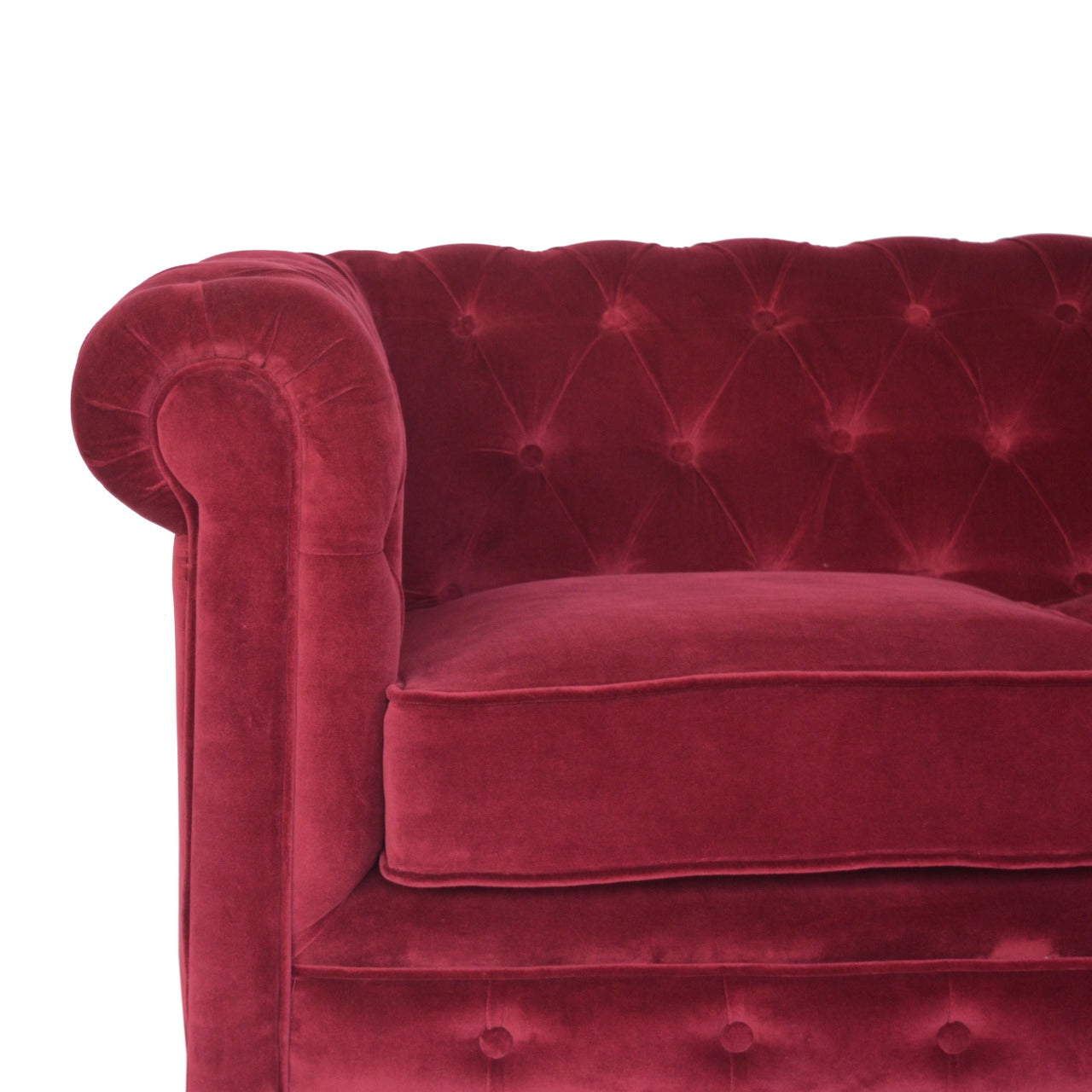 Wine Red Velvet Chesterfield Sofa Made to Order | 2 Seater Cotton Velvet Sofa