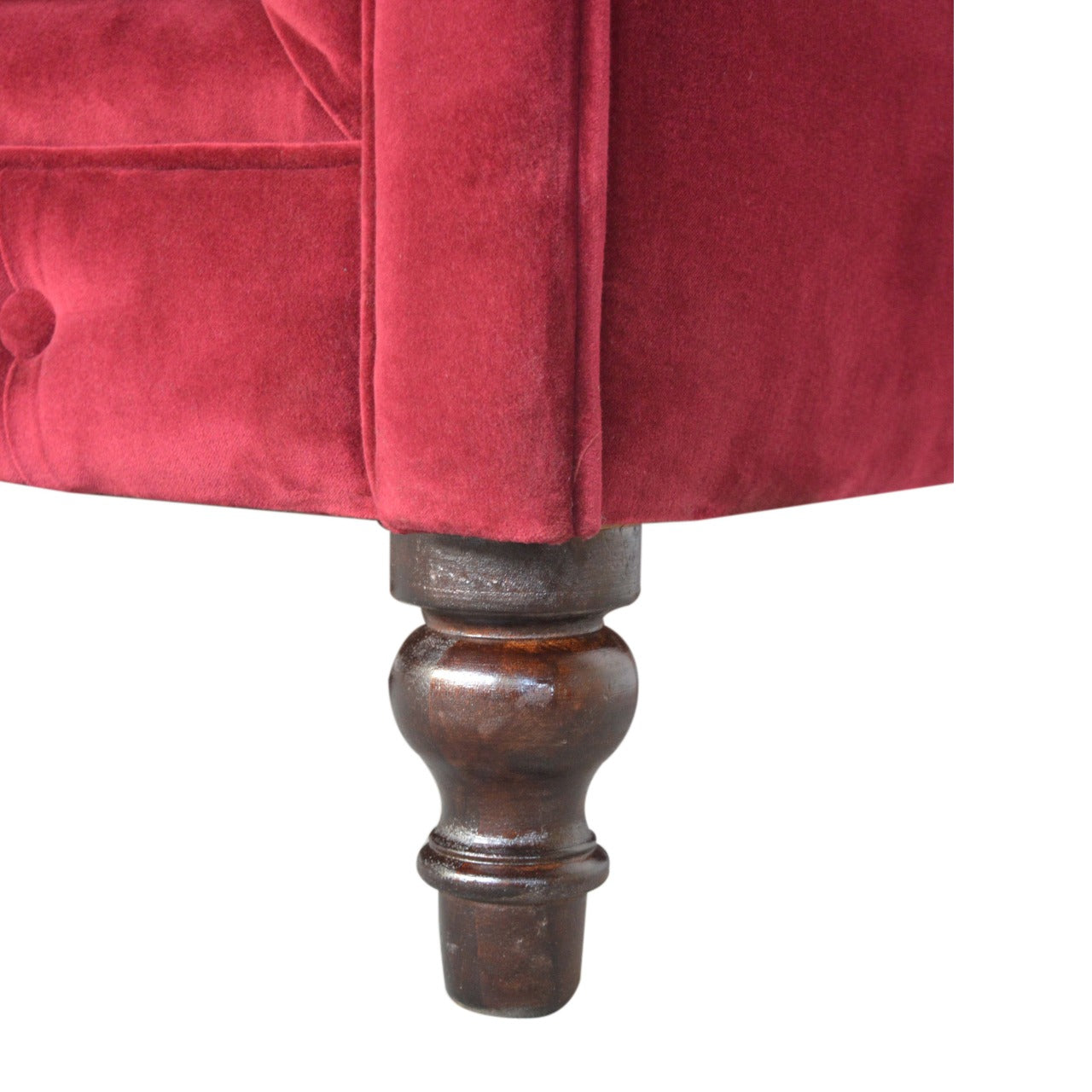 Wine Red Velvet Chesterfield Sofa Made to Order | 2 Seater Cotton Velvet Sofa