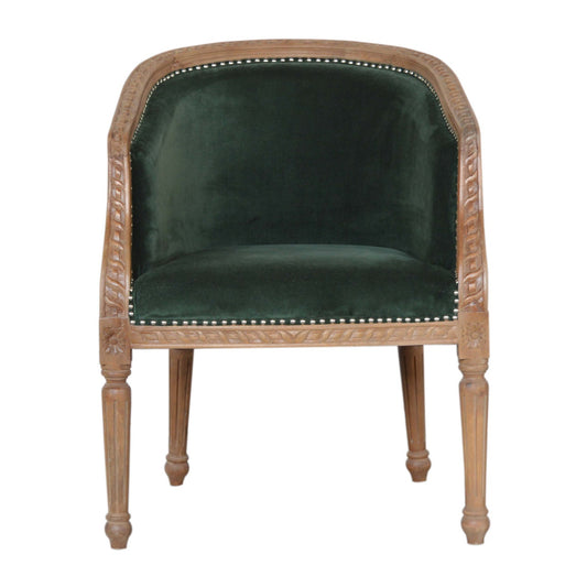 Artisan Occasional Chair | Emerald Velvet | Hand Carved