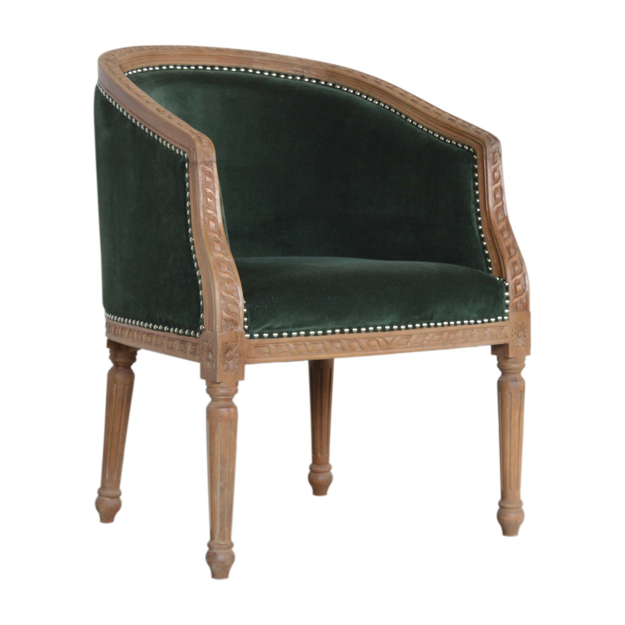 Artisan Occasional Chair | Emerald Velvet | Hand Carved