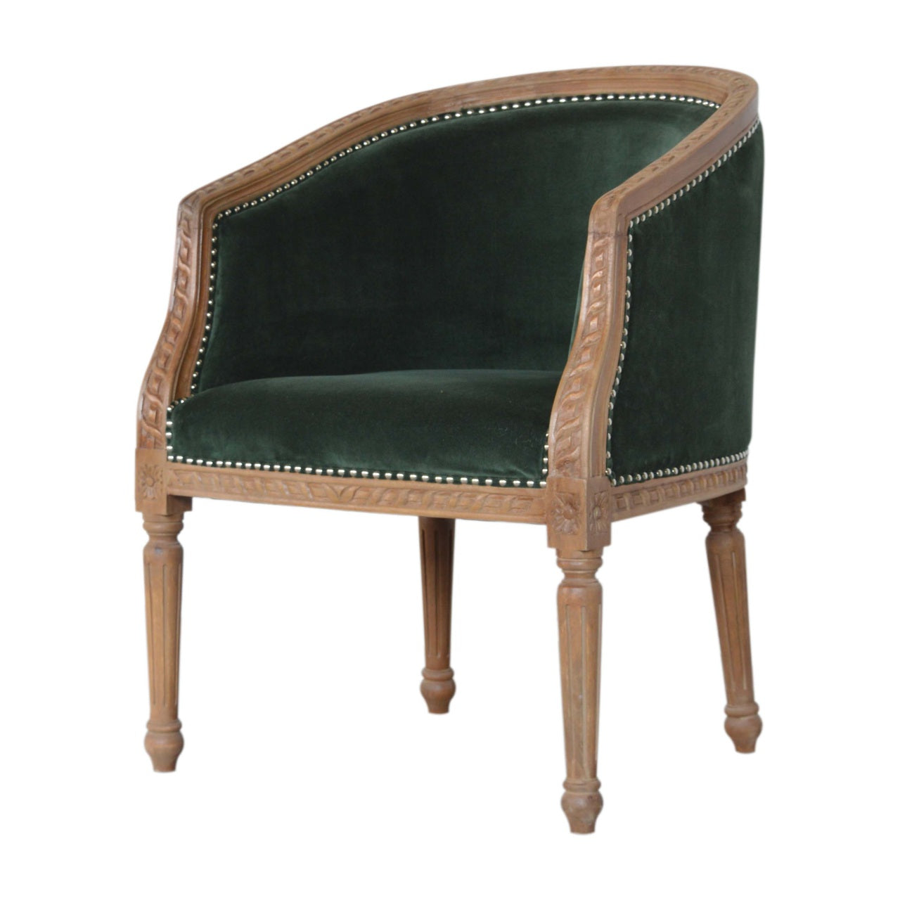Artisan Occasional Chair | Emerald Velvet | Hand Carved