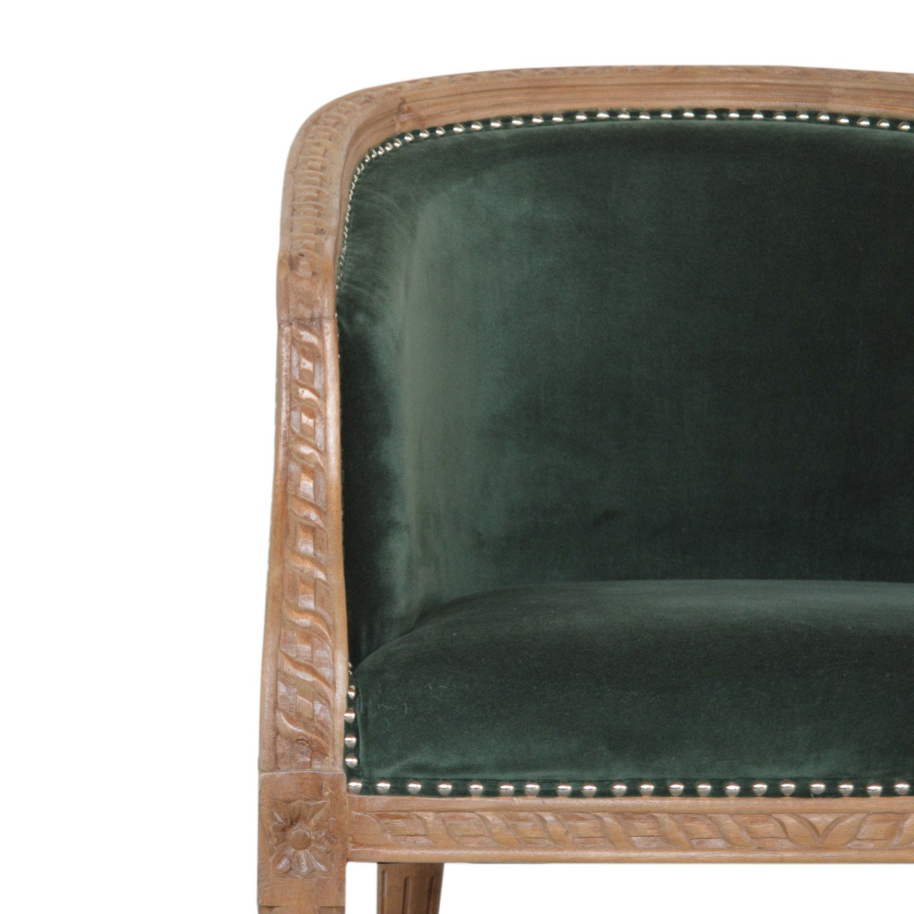 Artisan Occasional Chair | Emerald Velvet | Hand Carved