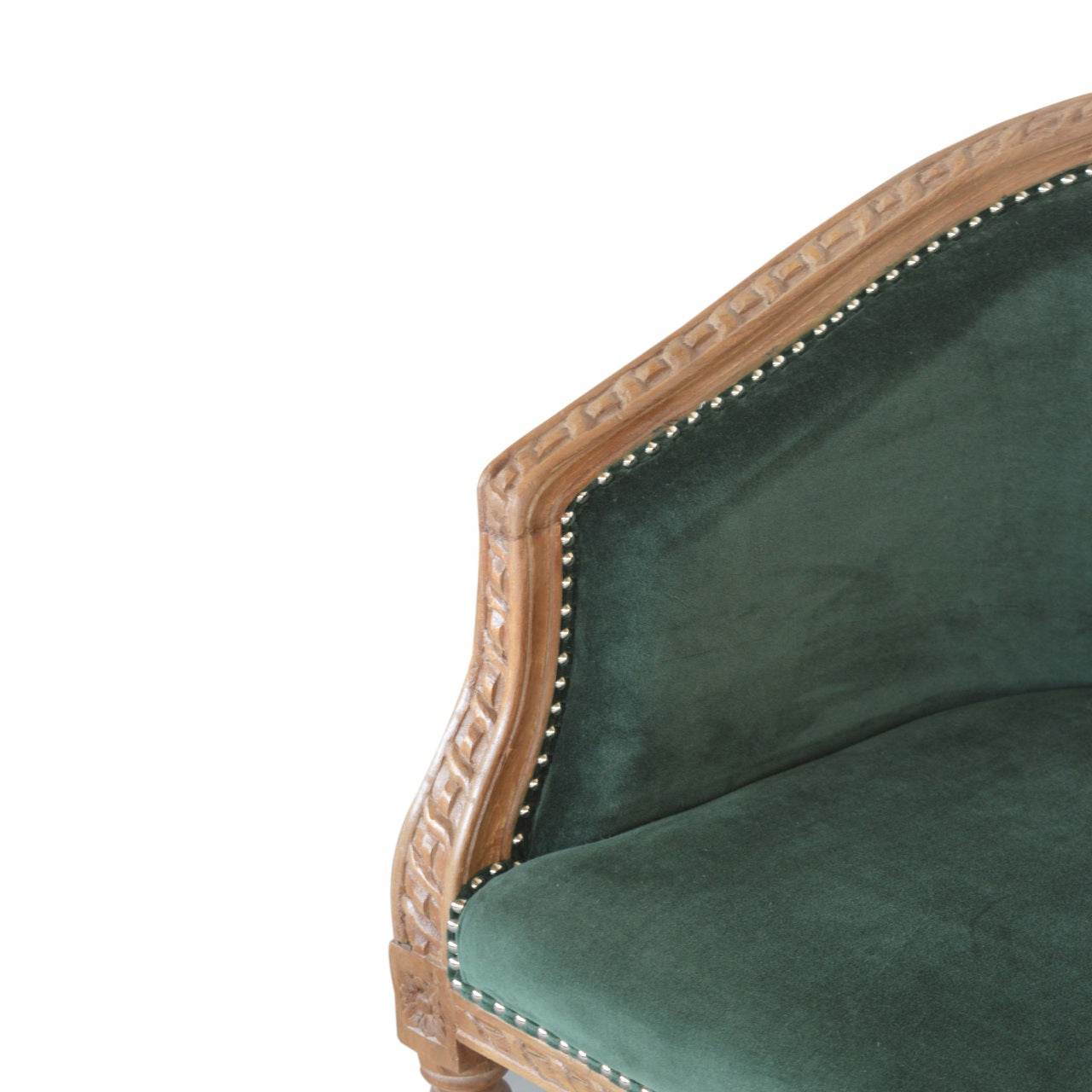 Artisan Occasional Chair | Emerald Velvet | Hand Carved