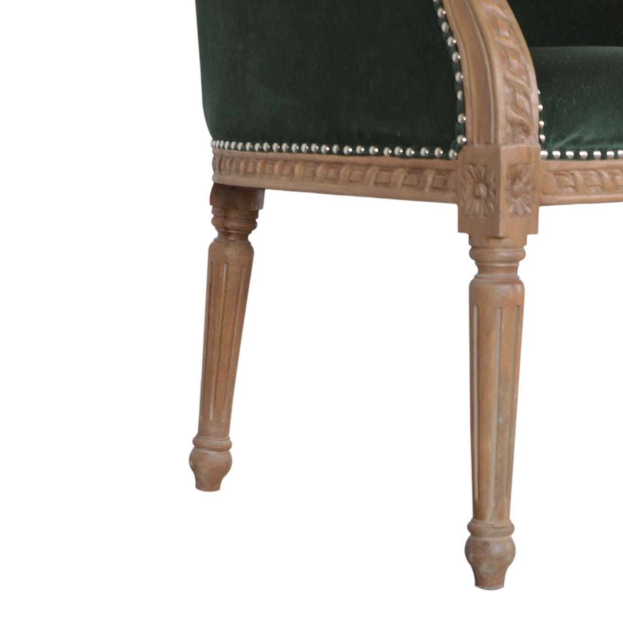 Artisan Occasional Chair | Emerald Velvet | Hand Carved