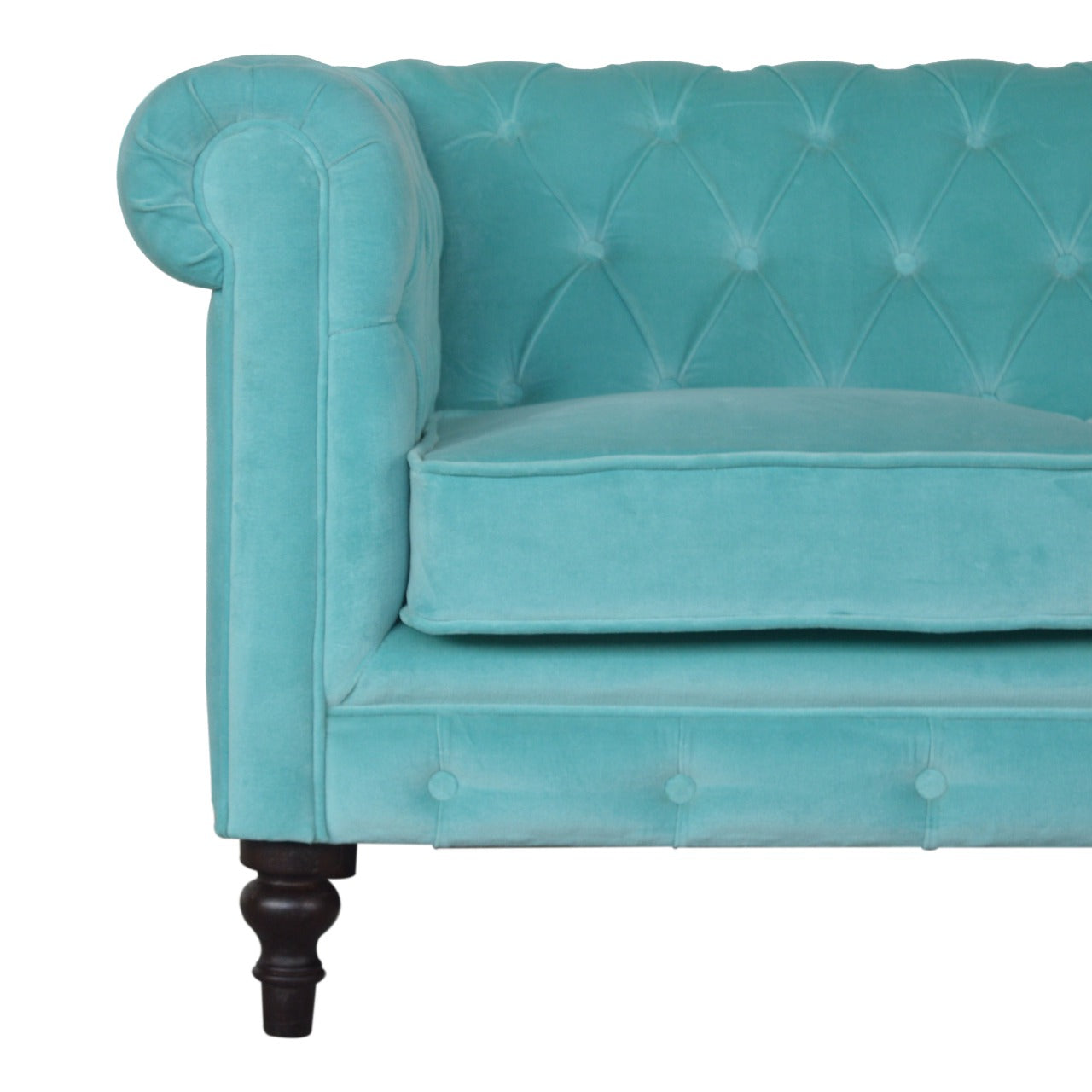 Chesterfield Sofa Loveseat | Aqua Gree Velvet | Made to Order