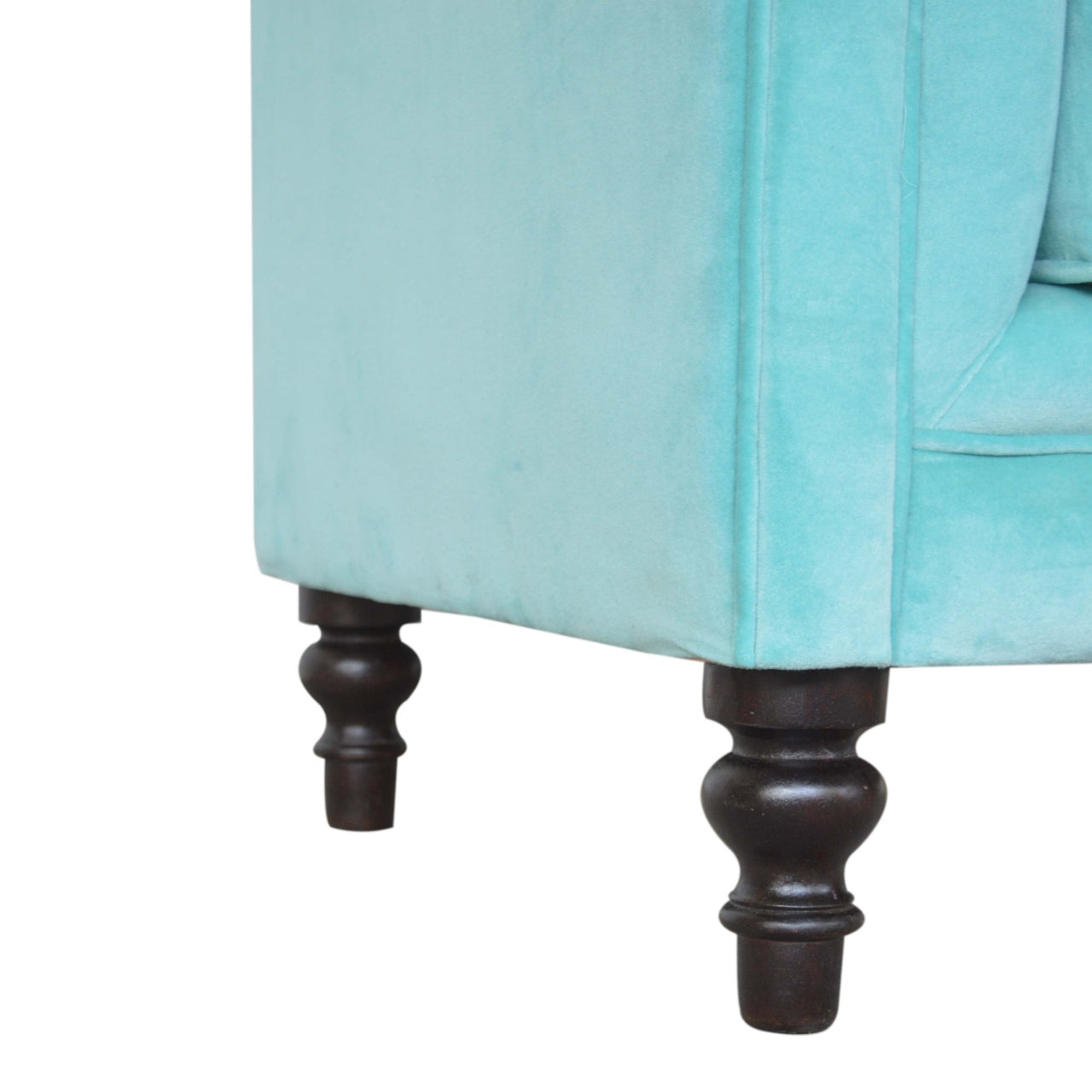 Chesterfield Armchair | Aqua Velvet | Hand Finished