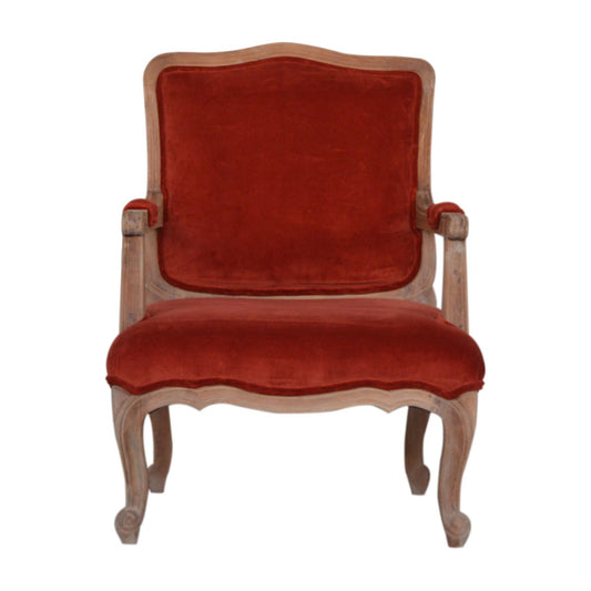 French Style Chair | Brick Red Velvet