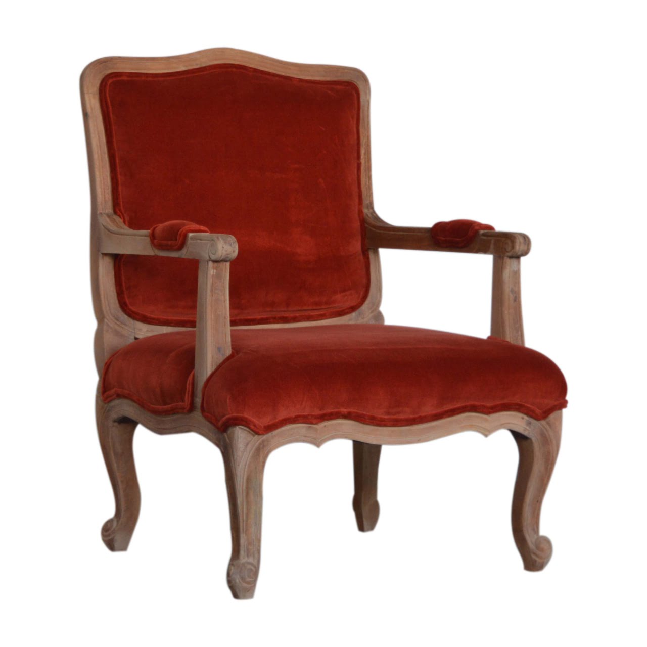 French Style Chair | Brick Red Velvet