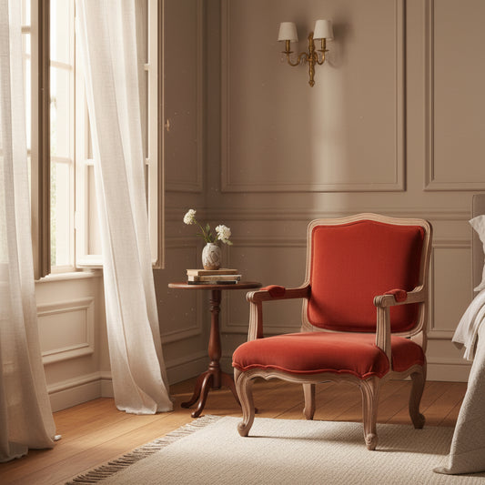 French Style Chair | Brick Red Velvet