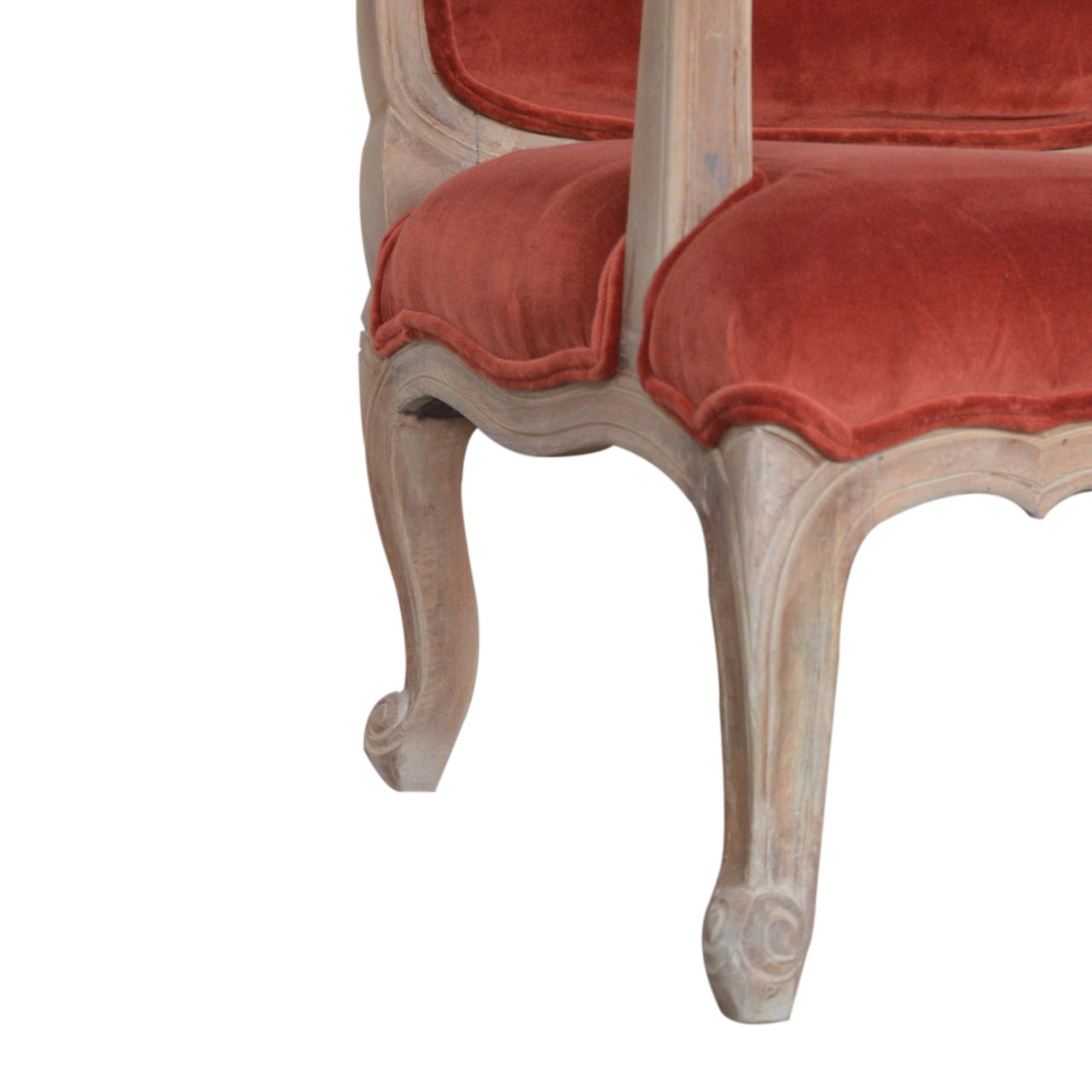 French Style Chair | Brick Red Velvet