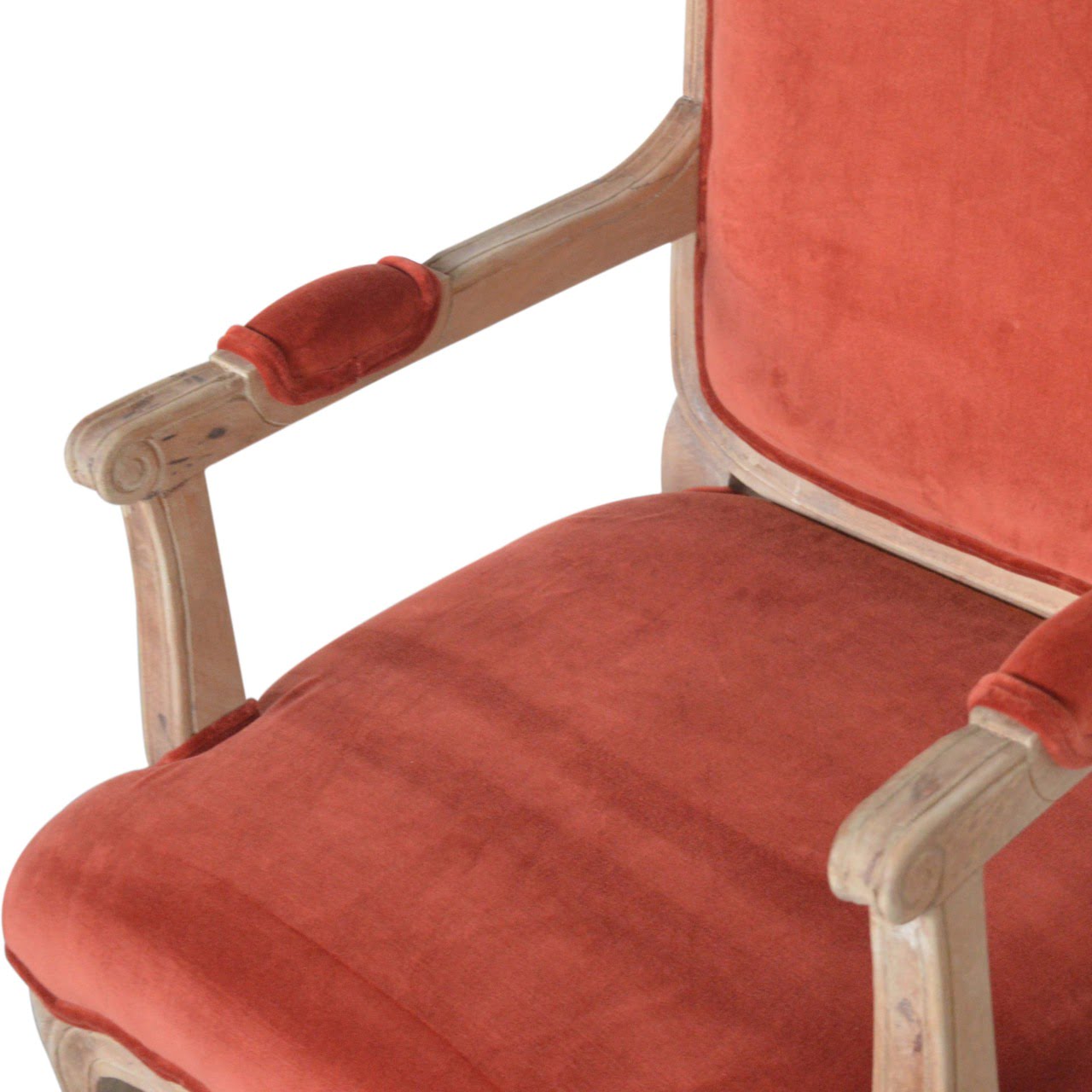 French Style Chair | Brick Red Velvet