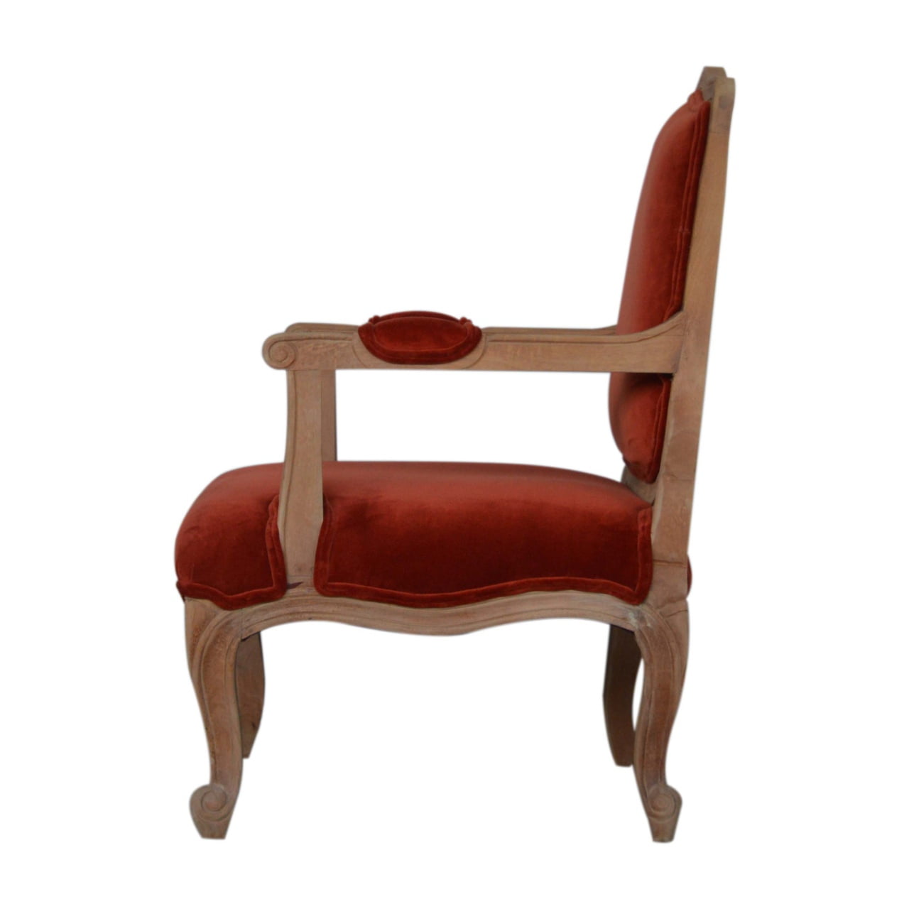 French Style Chair | Brick Red Velvet