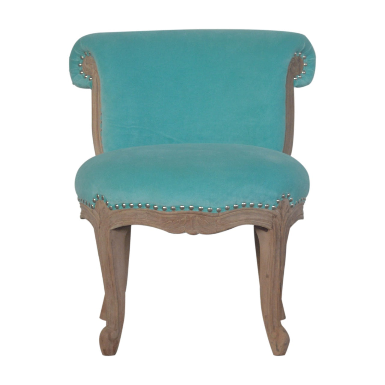 Chair | Aqua Velvet Studded | Hand Crafted