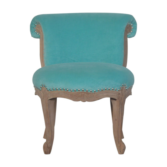 Chair | Aqua Velvet Studded | Hand Crafted