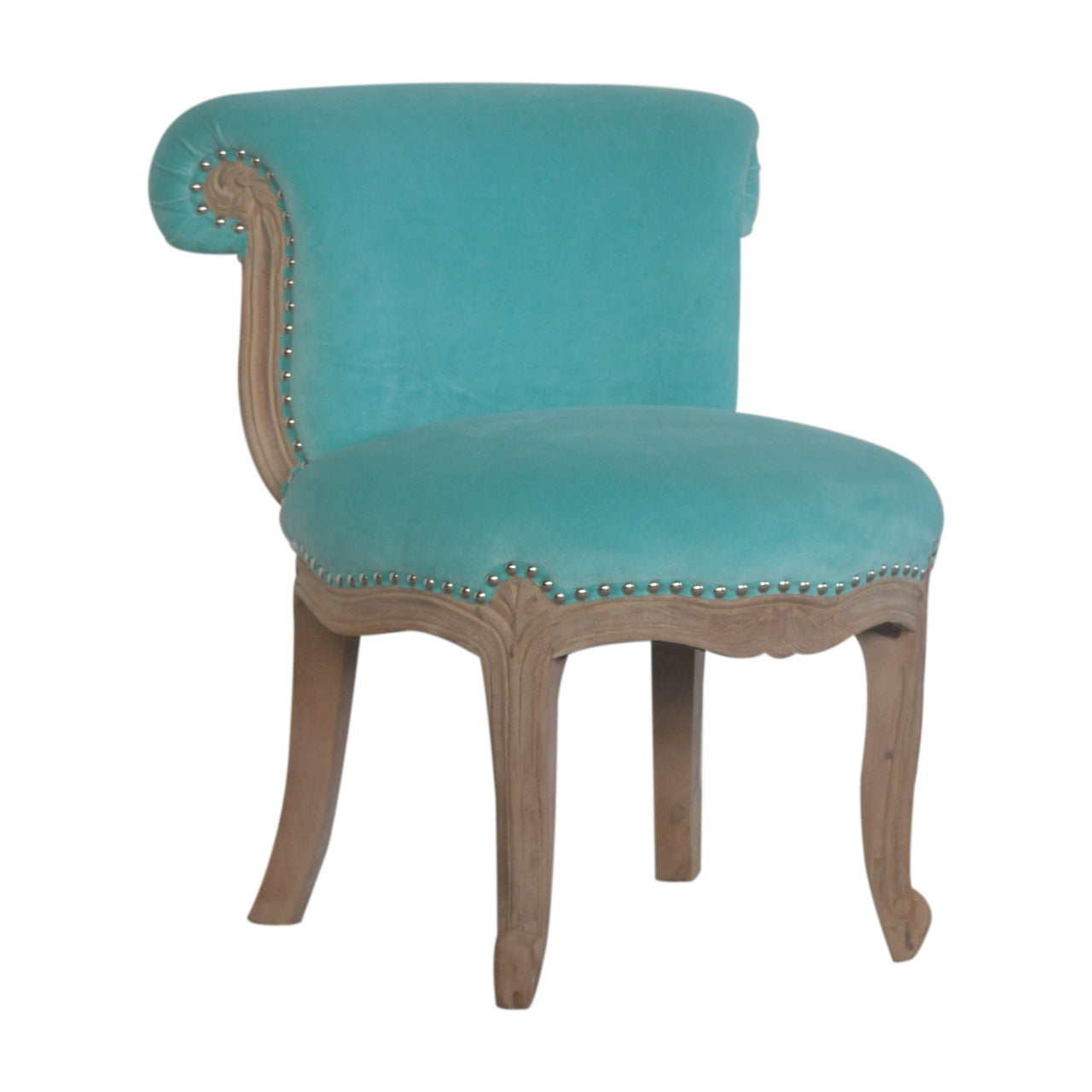 Chair | Aqua Velvet Studded | Hand Crafted