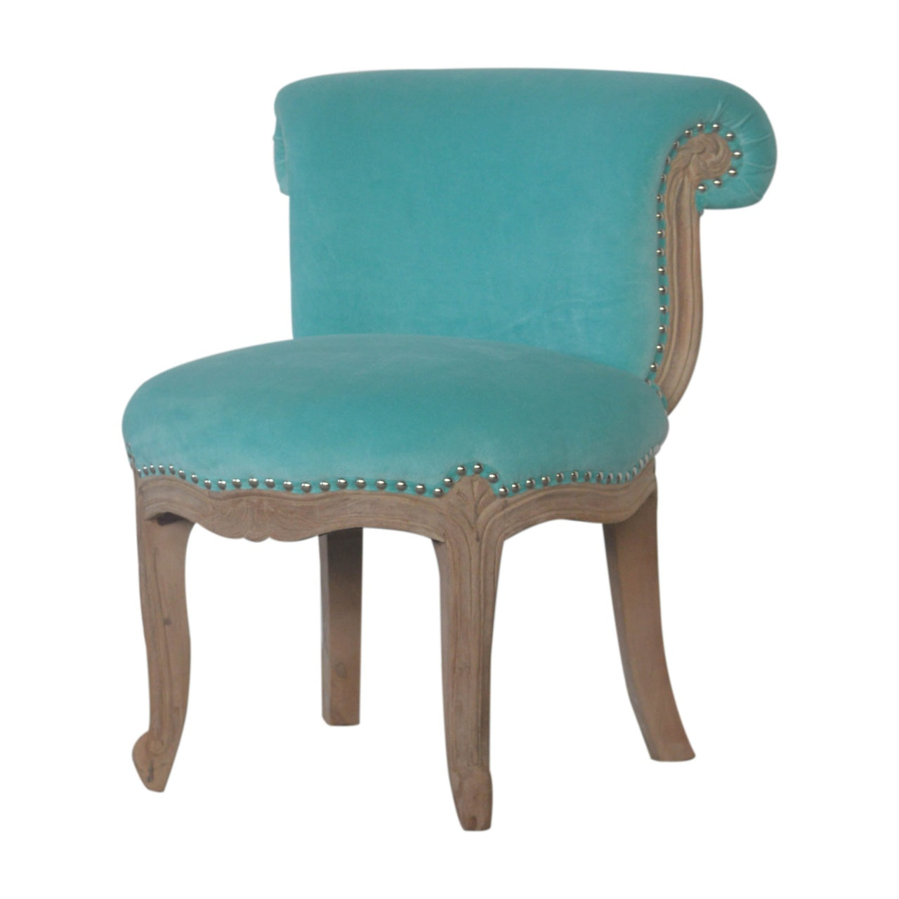 Chair | Aqua Velvet Studded | Hand Crafted