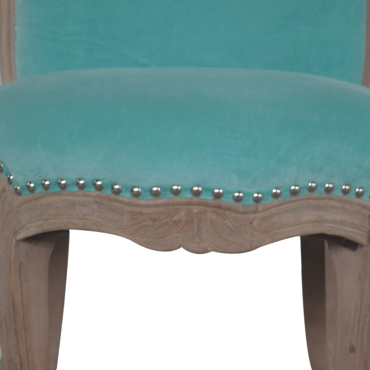 Chair | Aqua Velvet Studded | Hand Crafted
