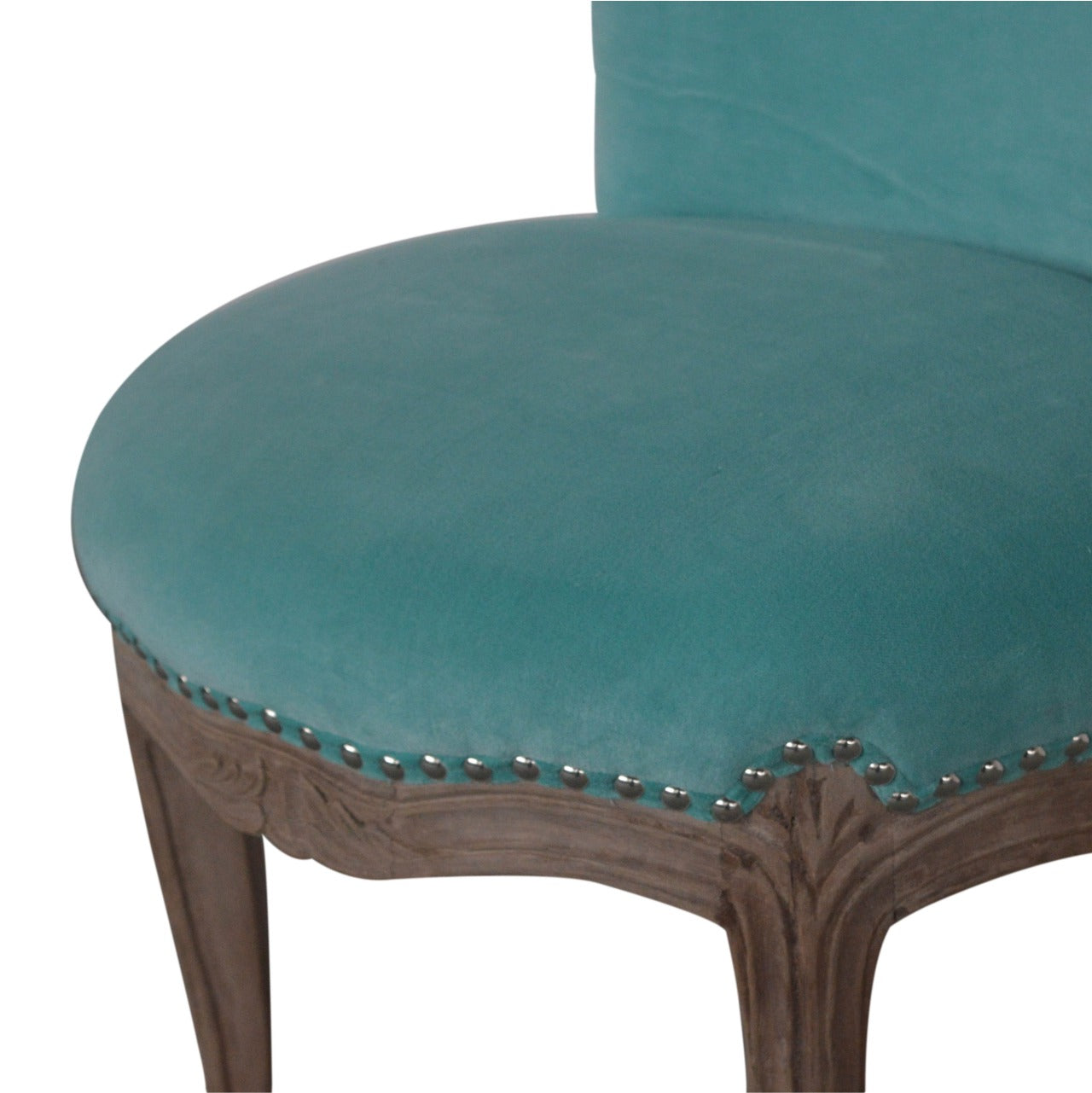 Chair | Aqua Velvet Studded | Hand Crafted