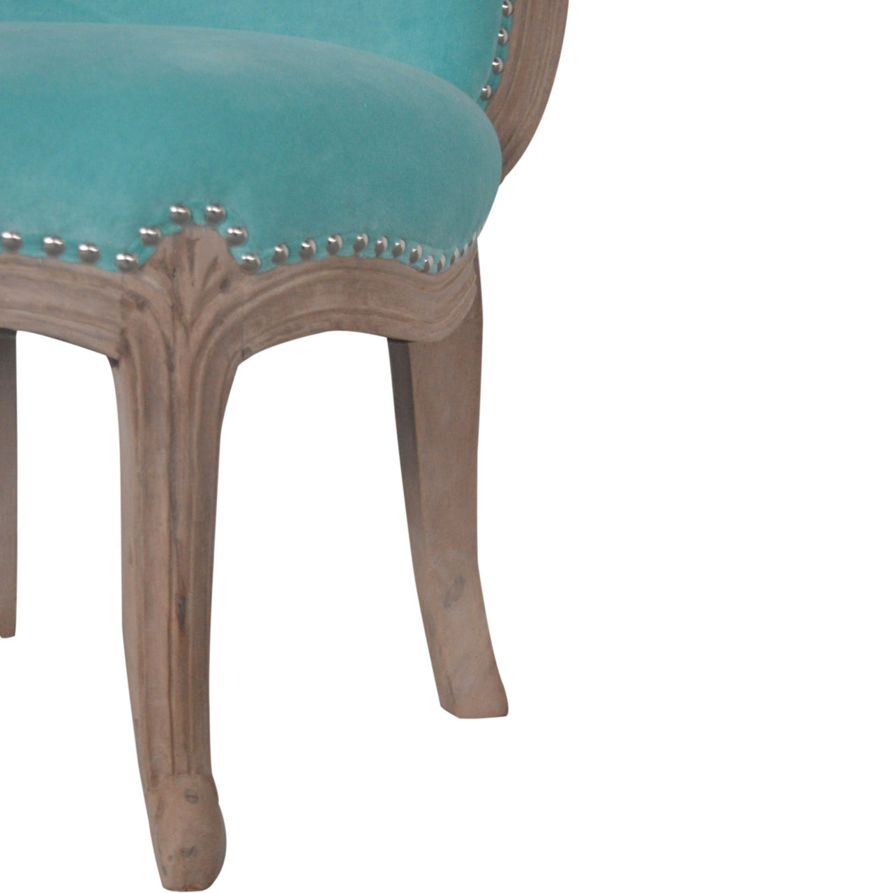 Chair | Aqua Velvet Studded | Hand Crafted