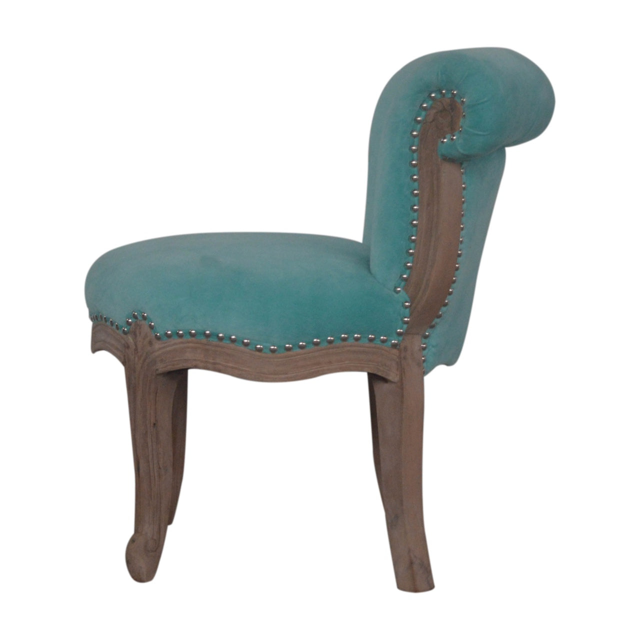 Chair | Aqua Velvet Studded | Hand Crafted