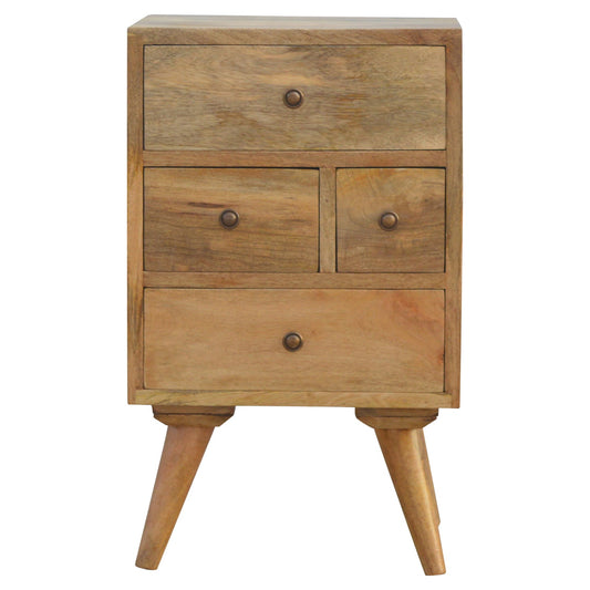 Bedside Cabinet Unusual Drawers Sustainable Solid Wood Nordic Oak-ish Finish