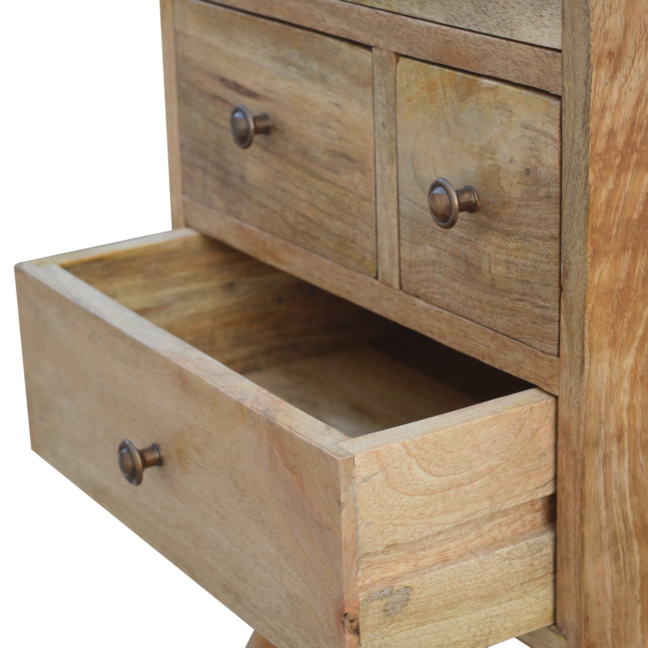 Bedside Cabinet Unusual Drawers Sustainable Solid Wood Nordic Oak-ish Finish