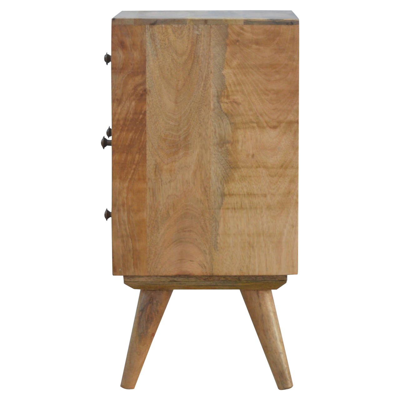 Bedside Cabinet Unusual Drawers Sustainable Solid Wood Nordic Oak-ish Finish