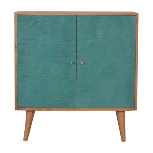Acadia Teal Cabinet Mango Wood Nordic Design Handcrafted