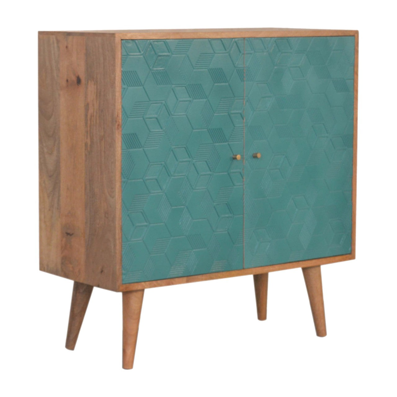 Acadia Teal Cabinet Mango Wood Nordic Design Handcrafted
