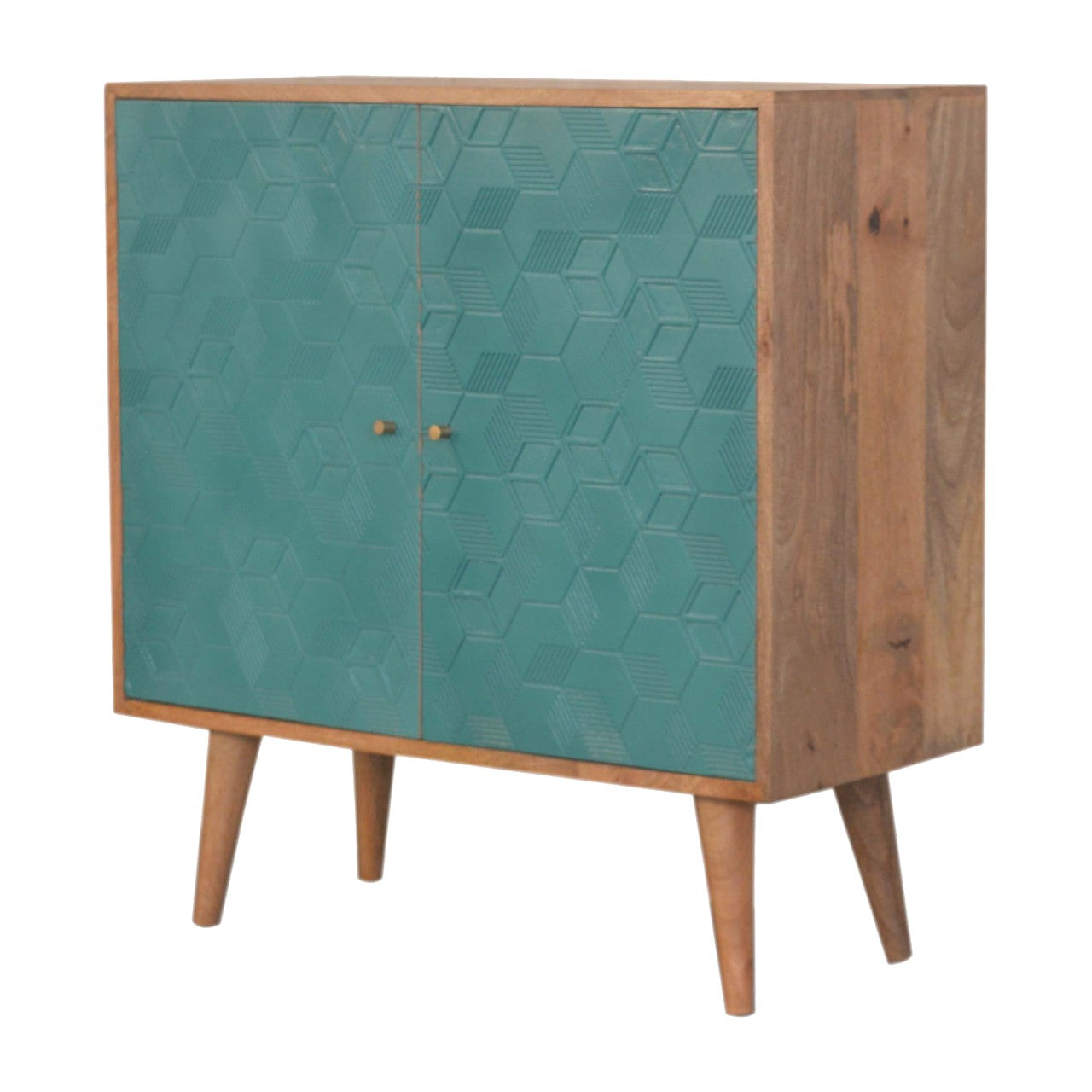 Acadia Teal Cabinet Mango Wood Nordic Design Handcrafted