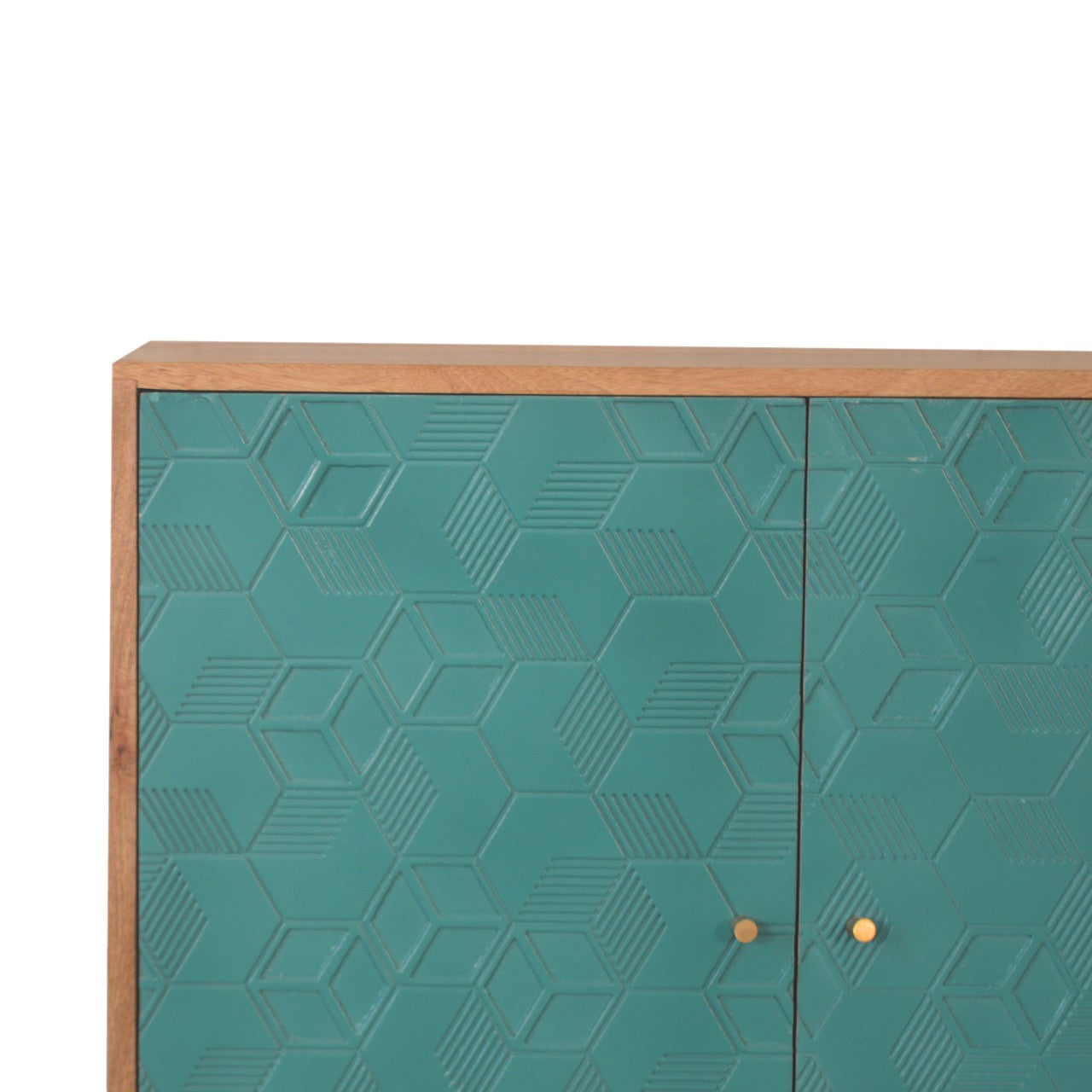 Acadia Teal Cabinet Mango Wood Nordic Design Handcrafted