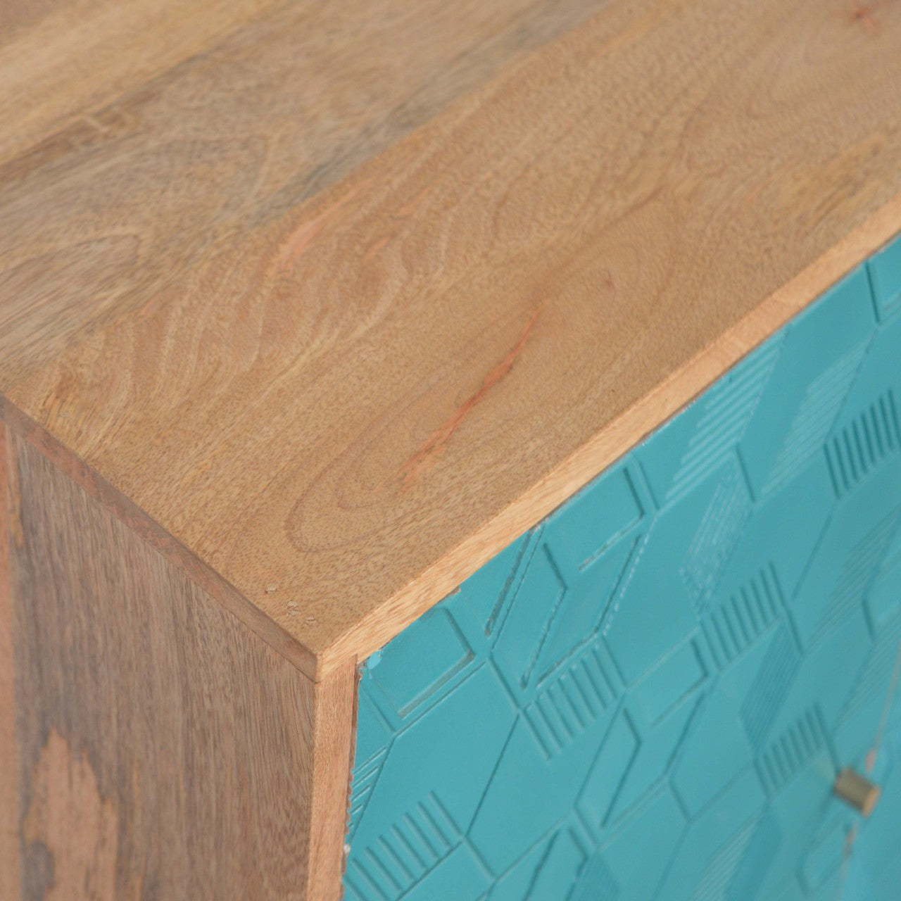 Acadia Teal Cabinet Mango Wood Nordic Design Handcrafted