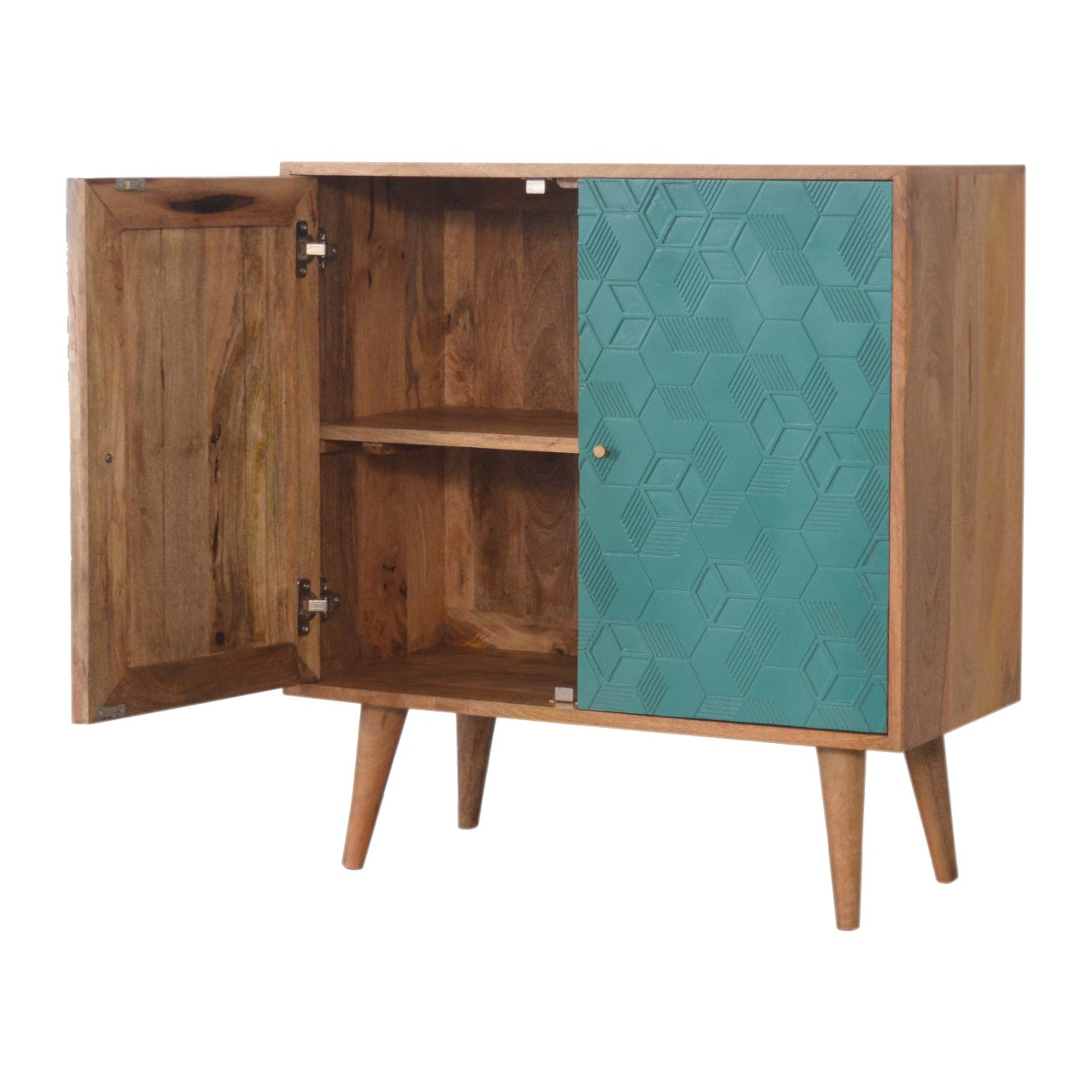 Acadia Teal Cabinet Mango Wood Nordic Design Handcrafted