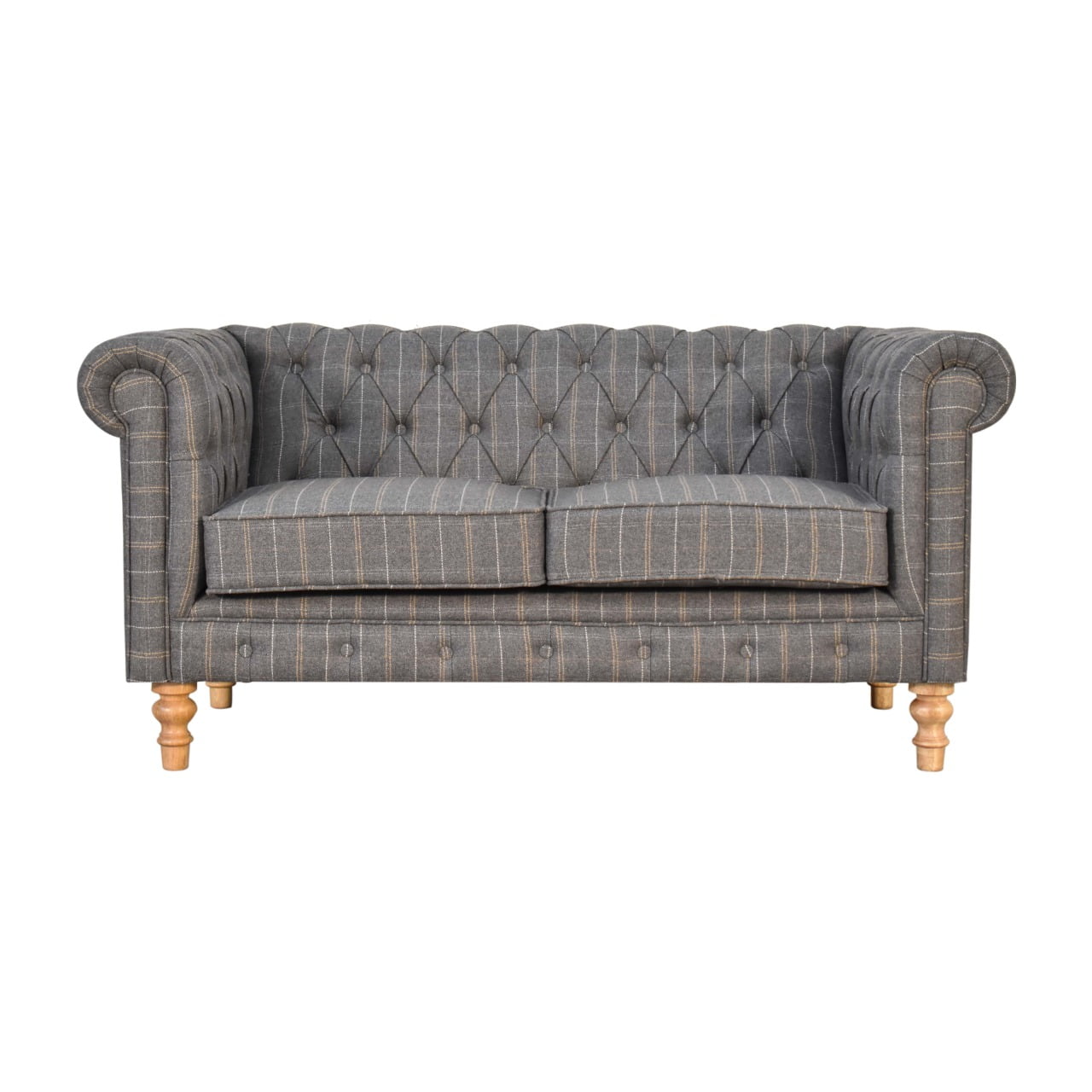 Pewter Tweed Chesterfield Sofa Made to Order | 2 Seater Country Style Sofa