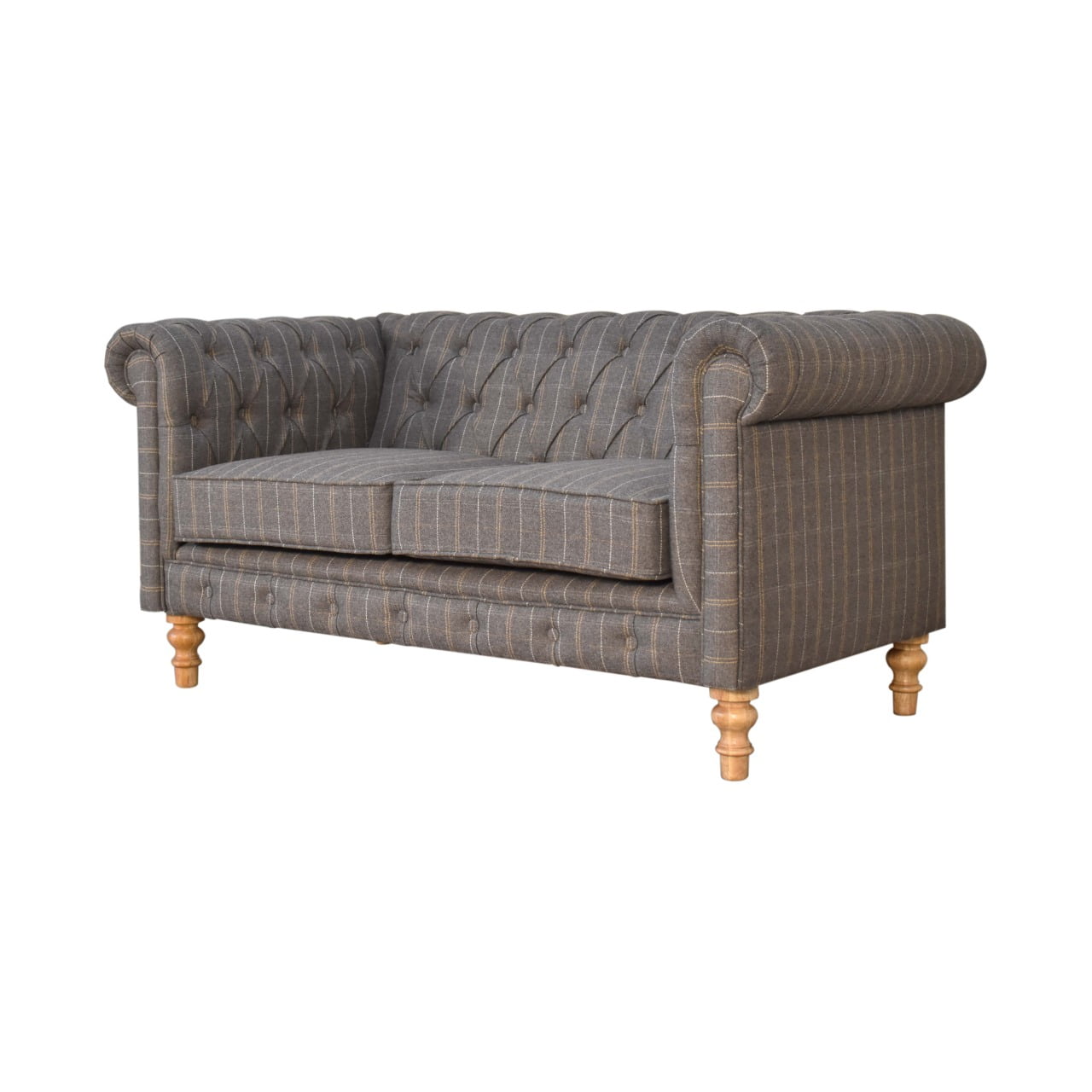 Pewter Tweed Chesterfield Sofa Made to Order | 2 Seater Country Style Sofa