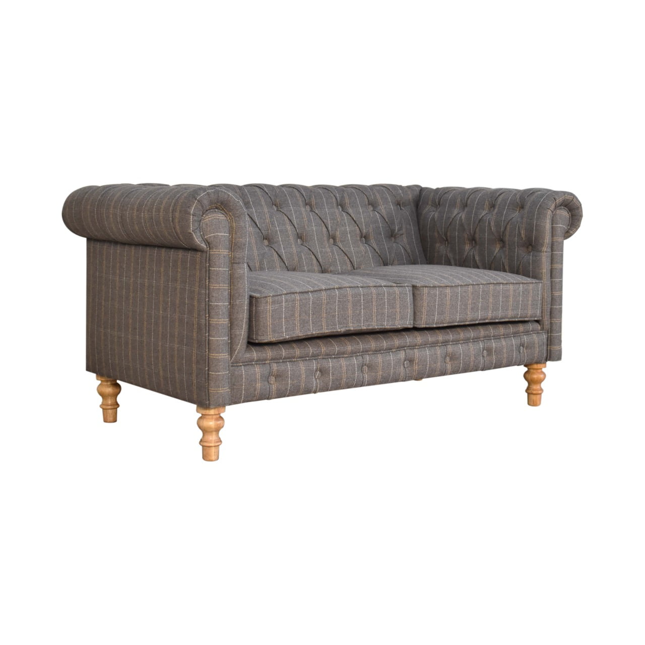 Pewter Tweed Chesterfield Sofa Made to Order | 2 Seater Country Style Sofa