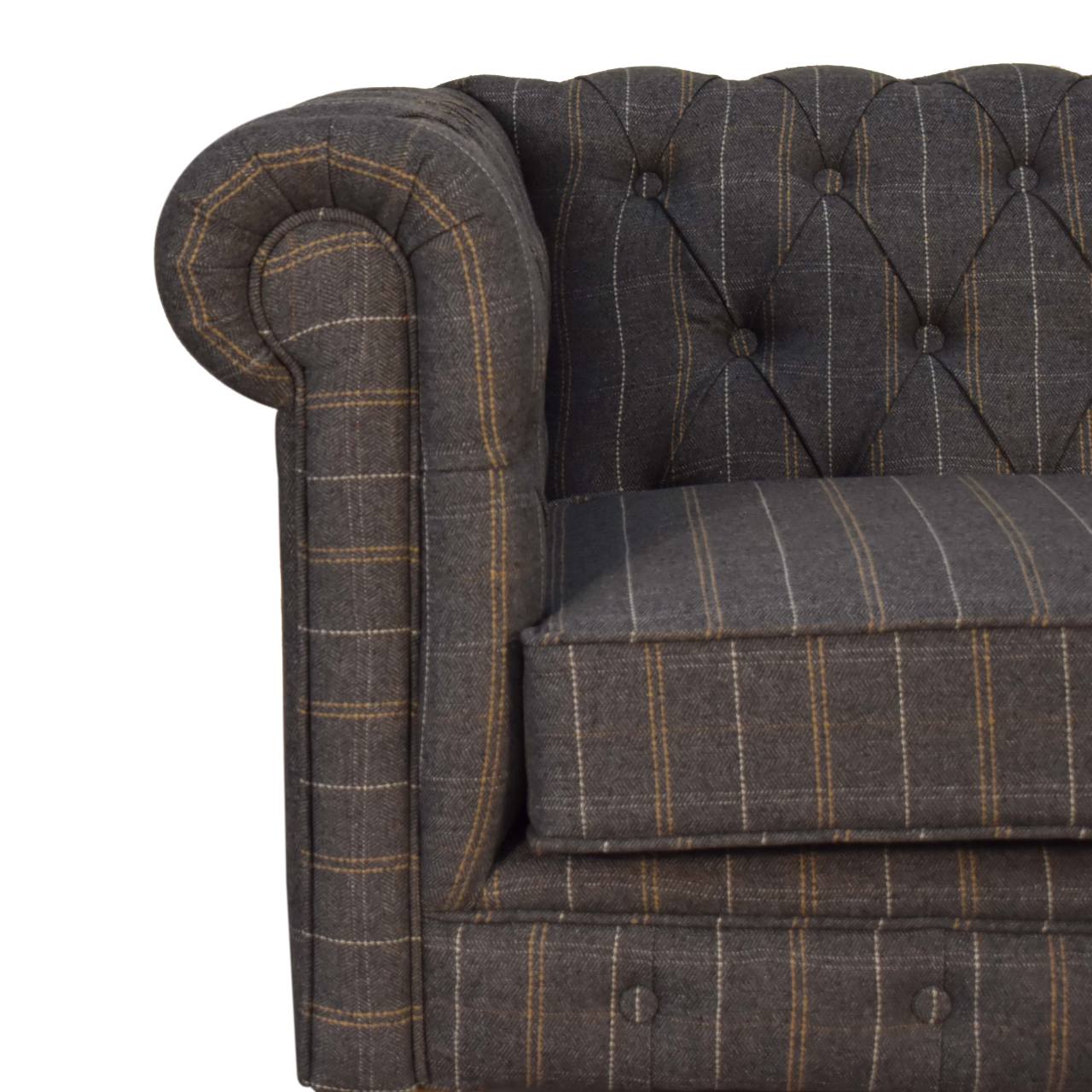 Pewter Tweed Chesterfield Sofa Made to Order | 2 Seater Country Style Sofa