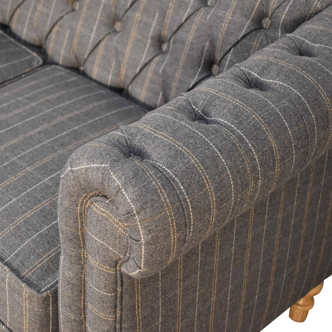 Pewter Tweed Chesterfield Sofa Made to Order | 2 Seater Country Style Sofa